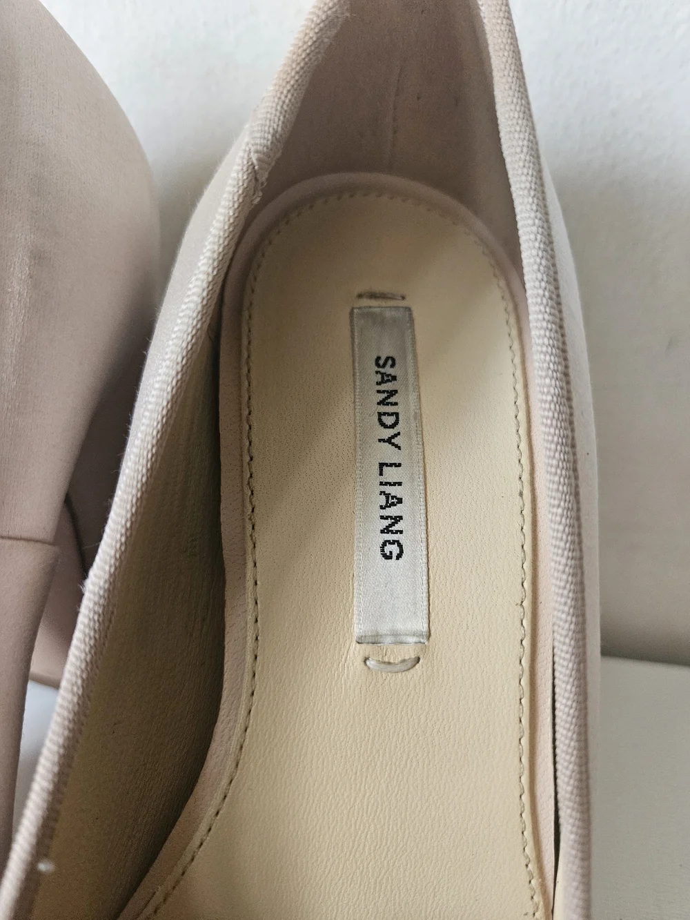 Sandy Liang Pink Satin Bow Accent Pumps